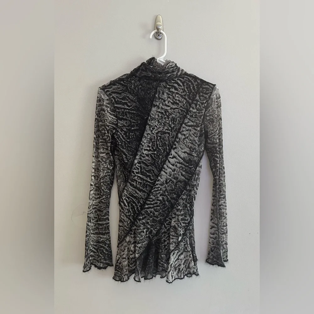 Vintage Jean Paul Gaultier Fuzzi Mesh Long Sleeve Turtleneck Top | Size M - Picture 4 of 8